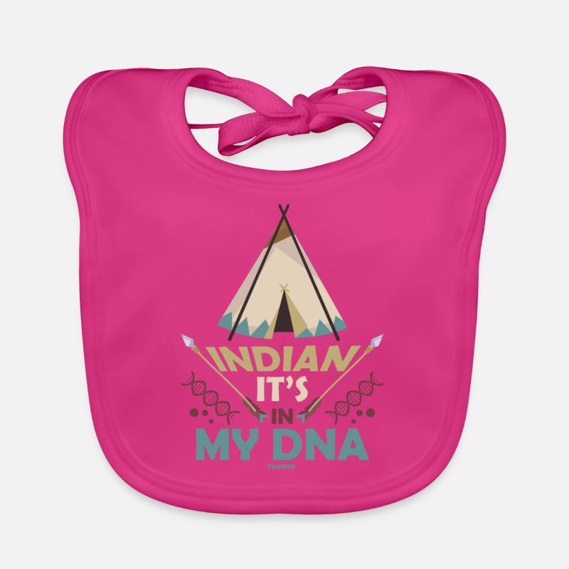 Amérindiens c’est dans mon ADN - Bavoir bio Bébé - fuchsia