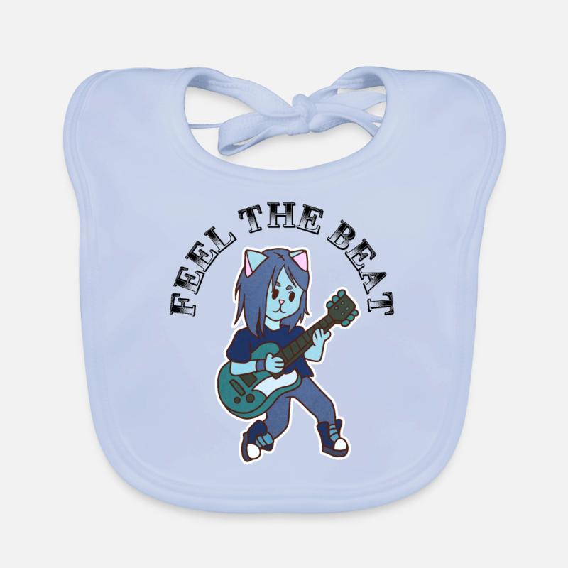 Cat plays guitar Organic Baby Bibs