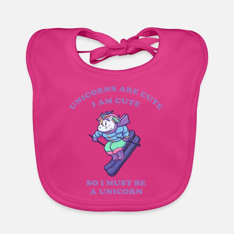 ich bin ein Einhorn beim Skifahren Baby Bio-Lätzchen