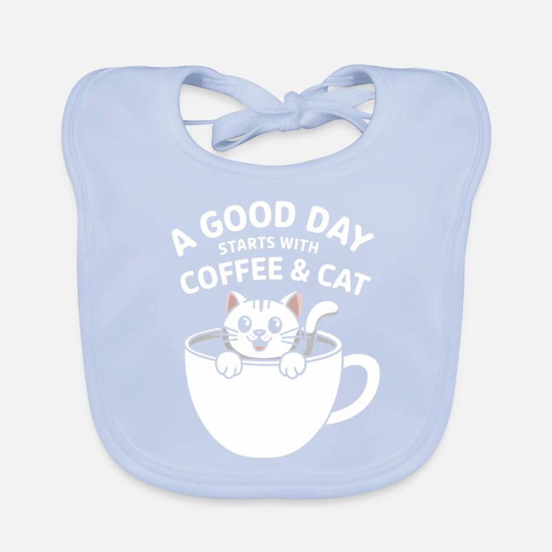 Kätzchen Morgens Kaffee und Katze Baby Bio-Lätzchen