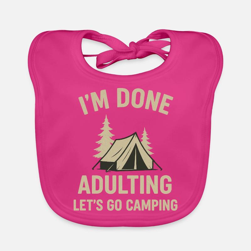 Camping - Bavoir bio Bébé - fuchsia
