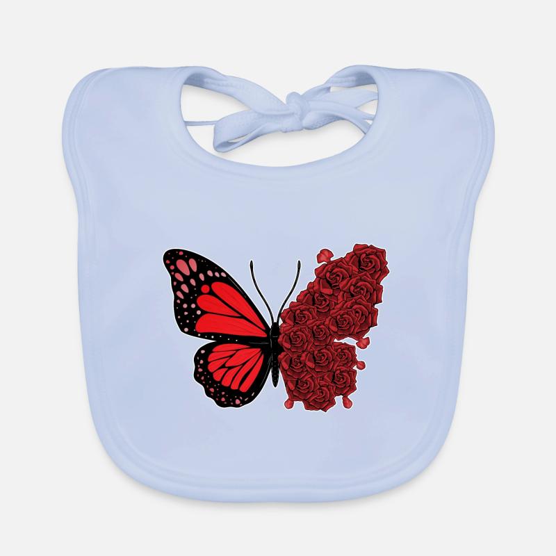 Fleurs de roses papillon Bavoir bio Bébé