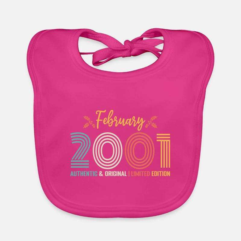 Février 2001 anniversaire Février 2001 rétro - Bavoir bio Bébé - fuchsia