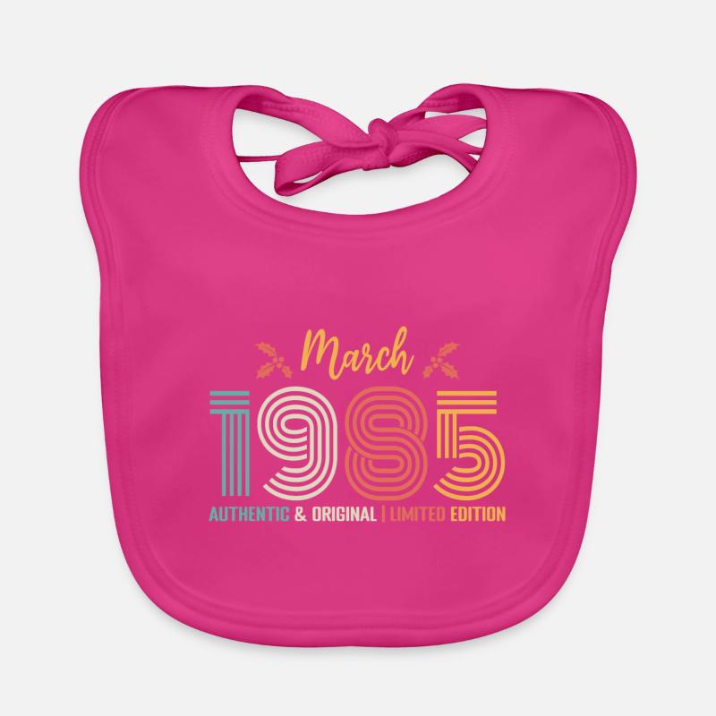 Mars 1985 anniversaire Mars 1985 rétro - Bavoir bio Bébé - fuchsia