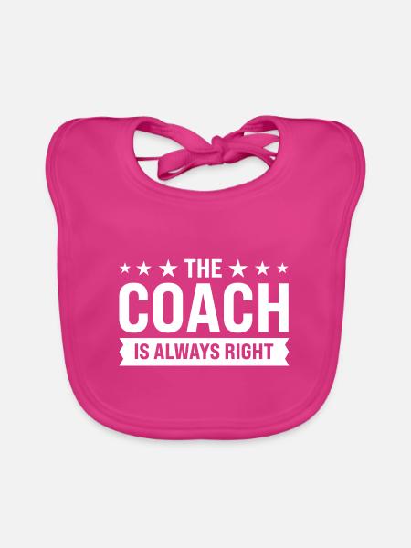 Trainer Trainer Sport Geschenk - Baby Bio-Lätzchen - Fuchsia - Vorne