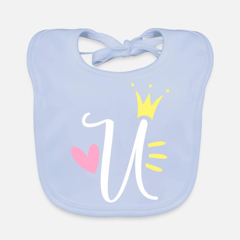 Buchstabe U Anfangsbuchstabe Krone Baby Bio-Lätzchen
