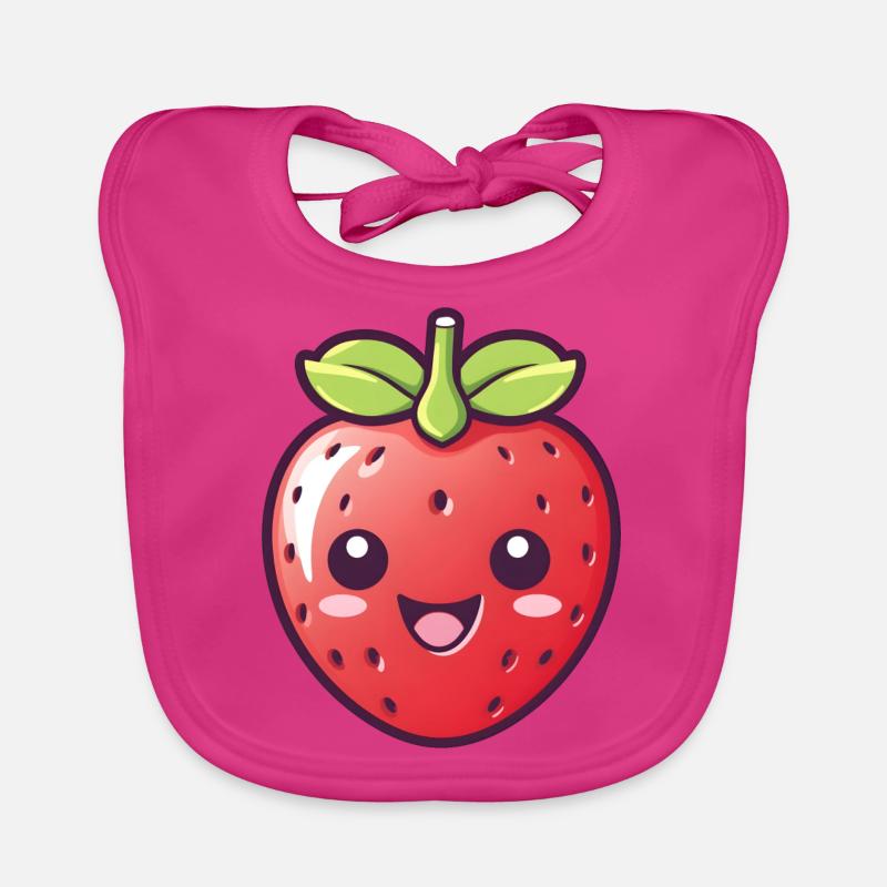 Fraise Kawaii Style Version 2 Bavoir bio Bébé