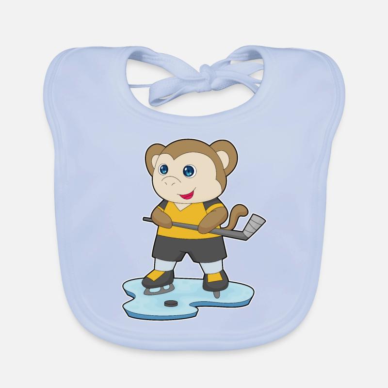 Affe Eishockey Eishockeyschläger Baby Bio-Lätzchen