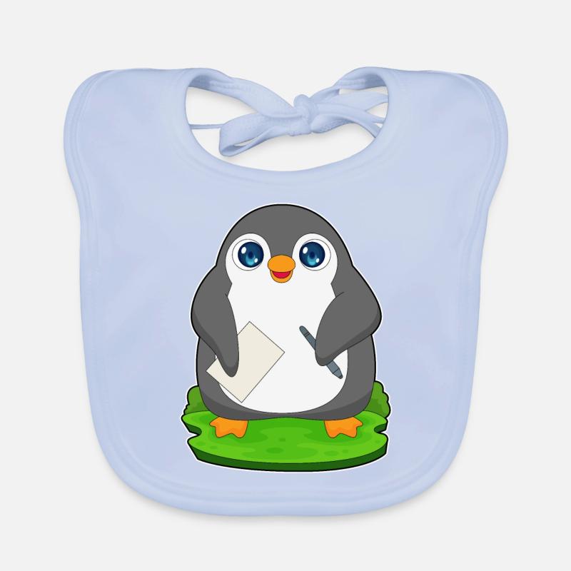 Papier stylo pingouin Bavoir bio Bébé