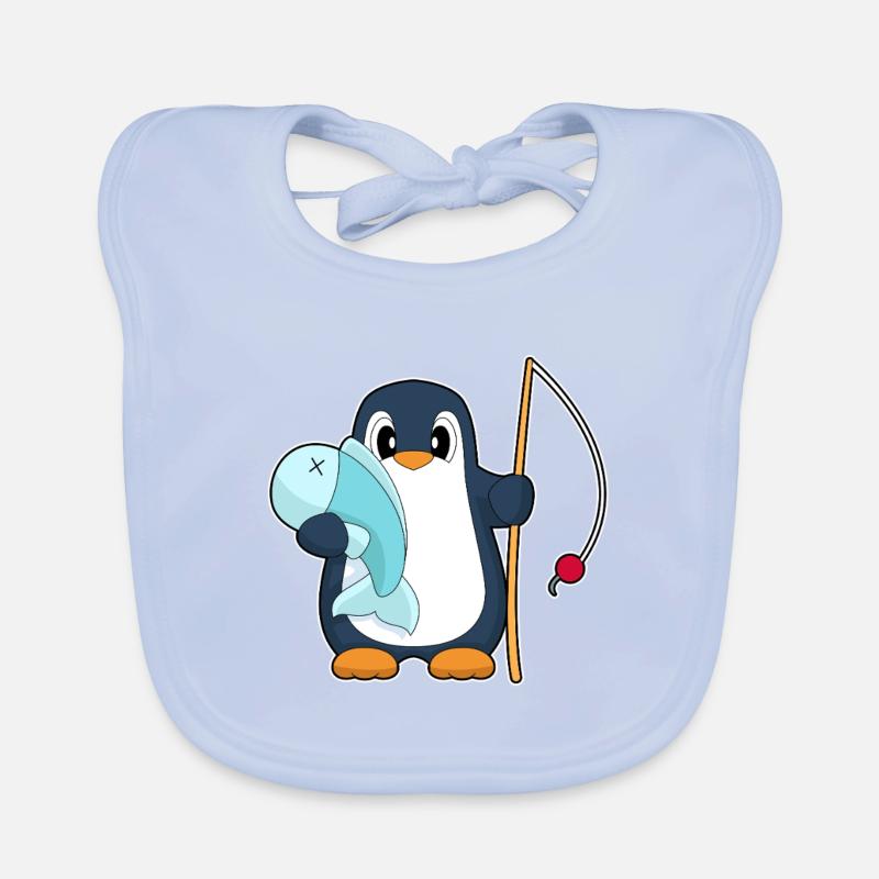 Pingouin Pêcheur Poisson Pêche Bavoir bio Bébé