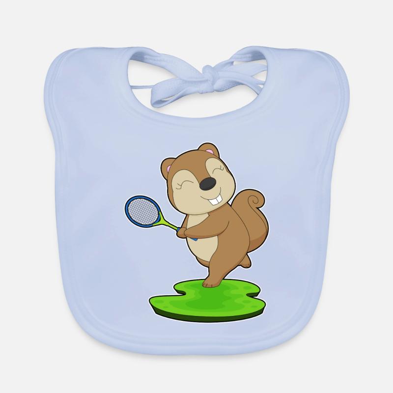 Squirrel Tennis Rackets Organic Baby Bibs