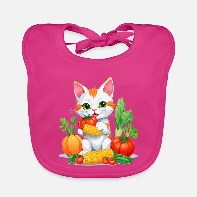 Bio Katze - Baby Bio-Lätzchen - Fuchsia