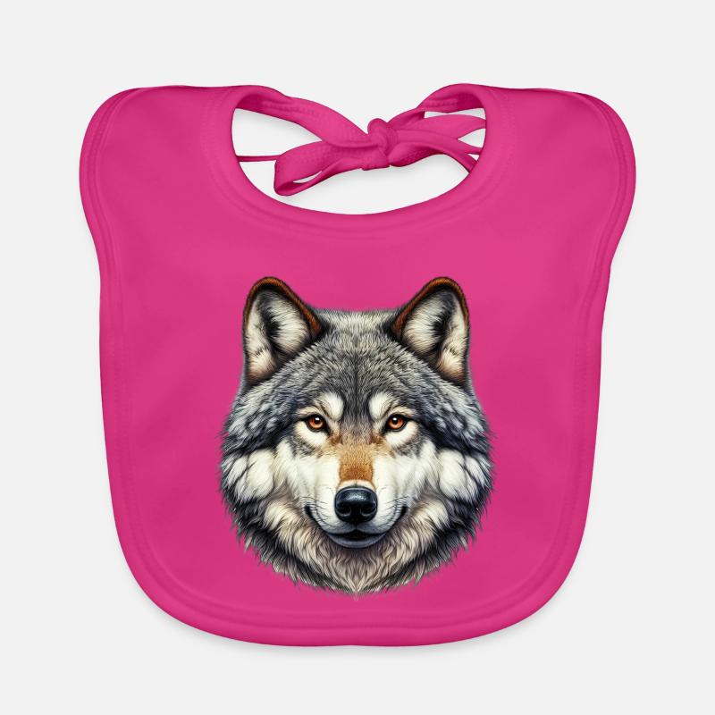 Wolf - Baby Bio-Lätzchen - Fuchsia