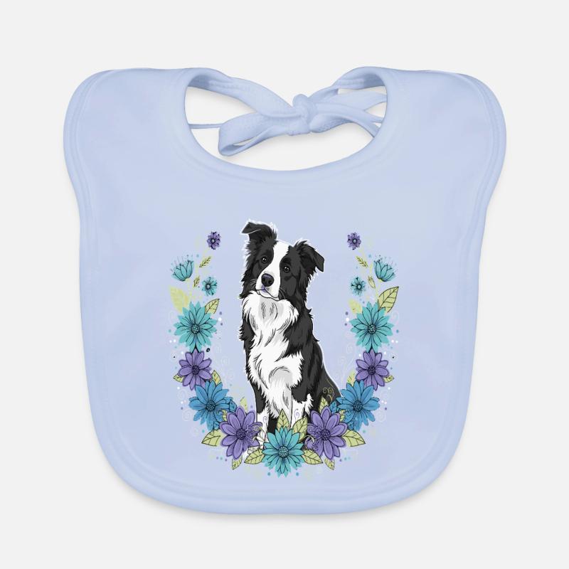 Border Collie Blumen Baby Bio-Lätzchen