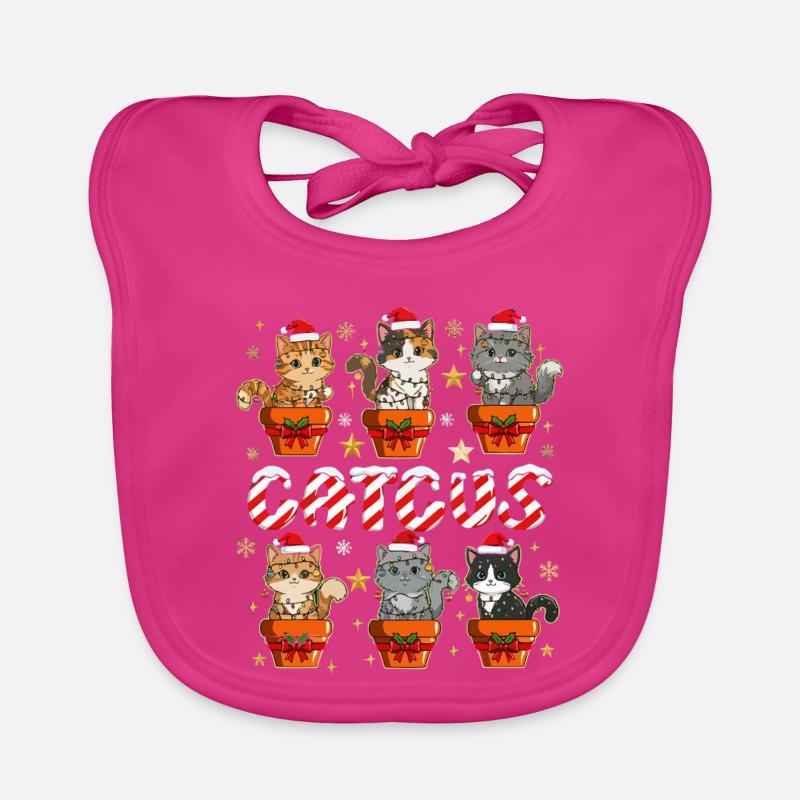 Katzen im GeschenkTopf Weihnachtszauber - Baby Bio-Lätzchen - Fuchsia