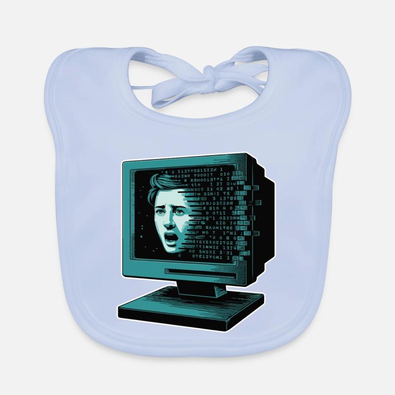 Retro Computer Terror Retroglitch AI Organic Baby Bibs
