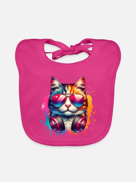 dj cat - Baby Bio-Lätzchen - Fuchsia