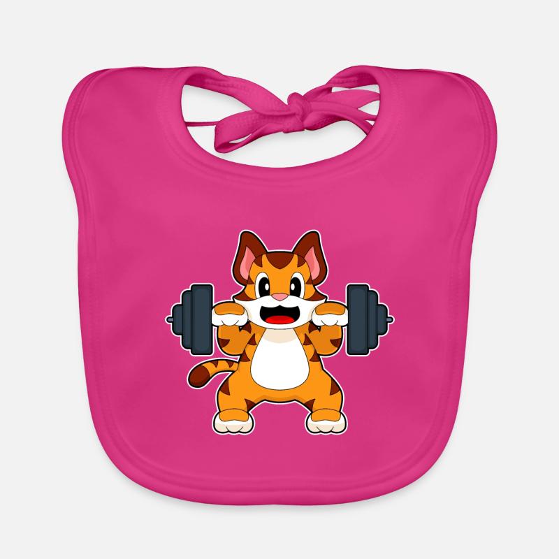 Tiger Bodybuilder Dumbbell Bodybuilding Organic Baby Bibs
