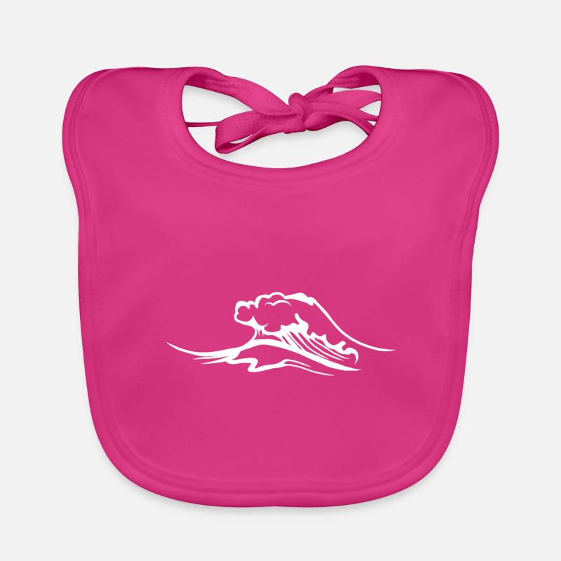 vague mer cadeau surf surf vagues mer vagues - Bavoir bio Bébé - fuchsia