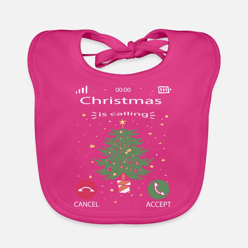 Christmas is calling. Christmas is calling. Tree Organic Baby Bibs