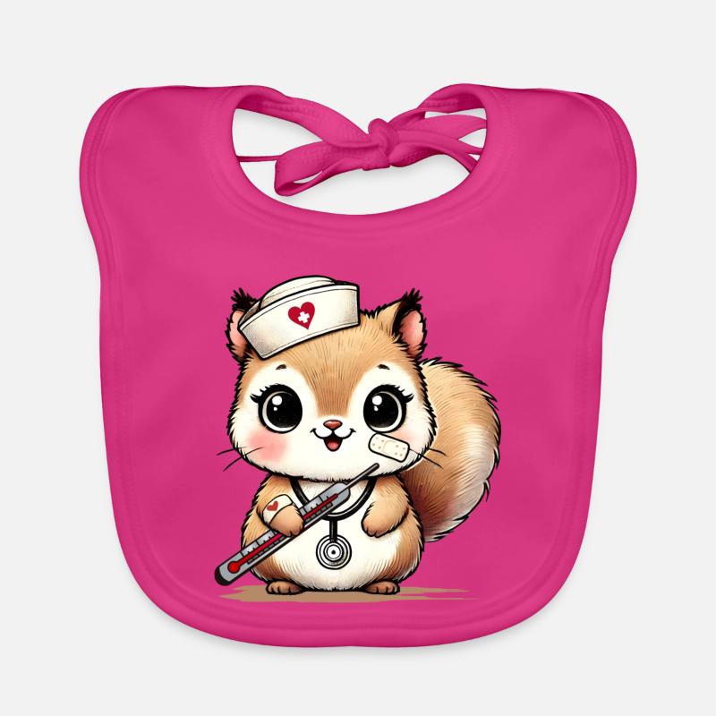 Bezauberndes Eichhörnchen als Krankenschwester Baby Bio-Lätzchen