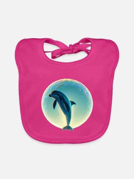 Delphin (02) - Baby Bio-Lätzchen - Fuchsia
