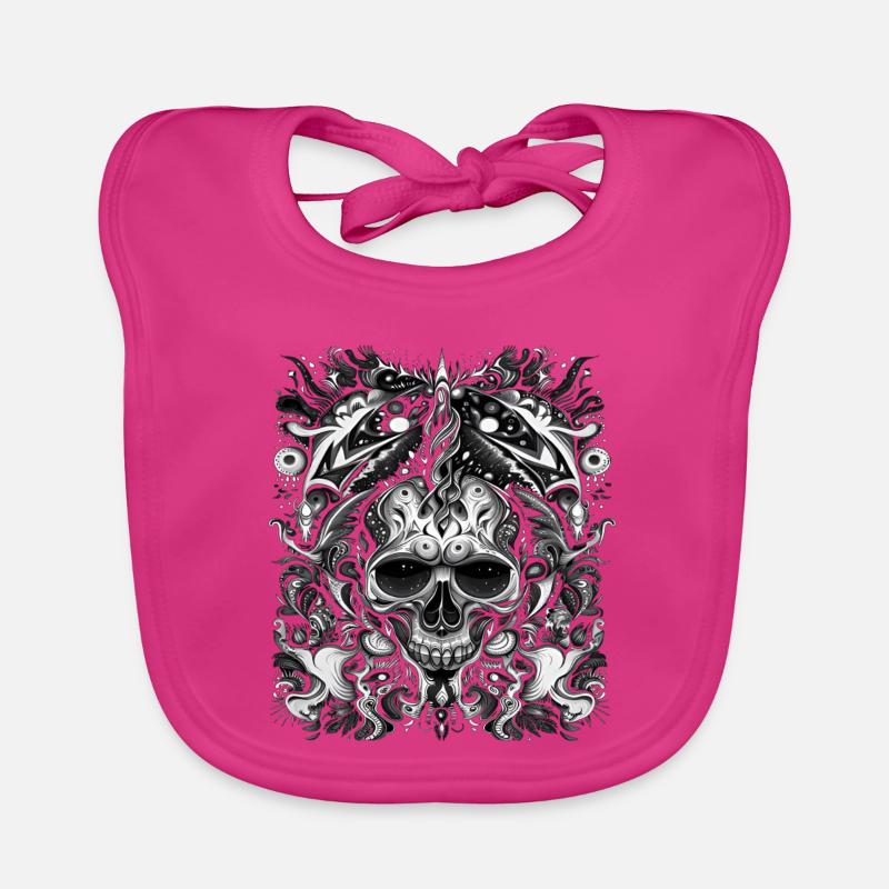 Dark Tribal Skull with Mystical Elements Organic Baby Bibs