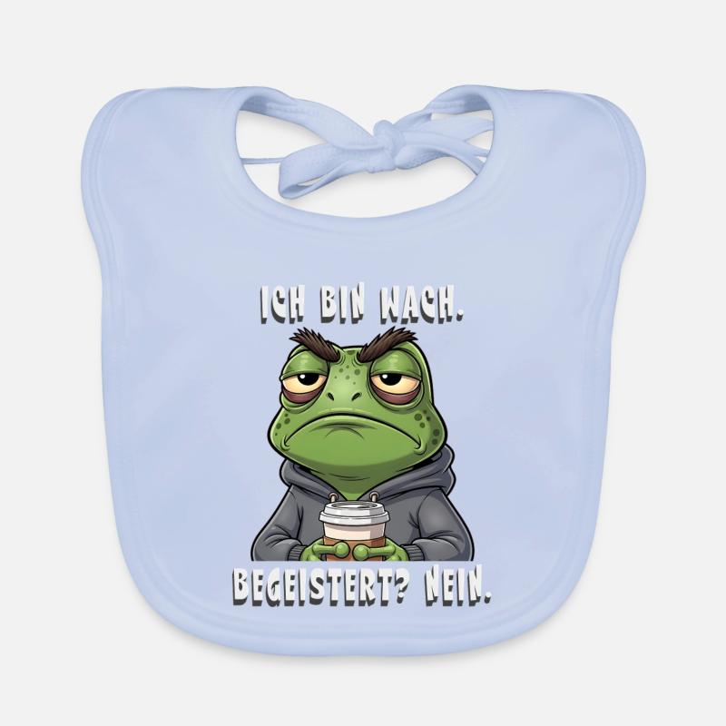Grumpy Frog "I'm Awake" Theme Organic Baby Bibs