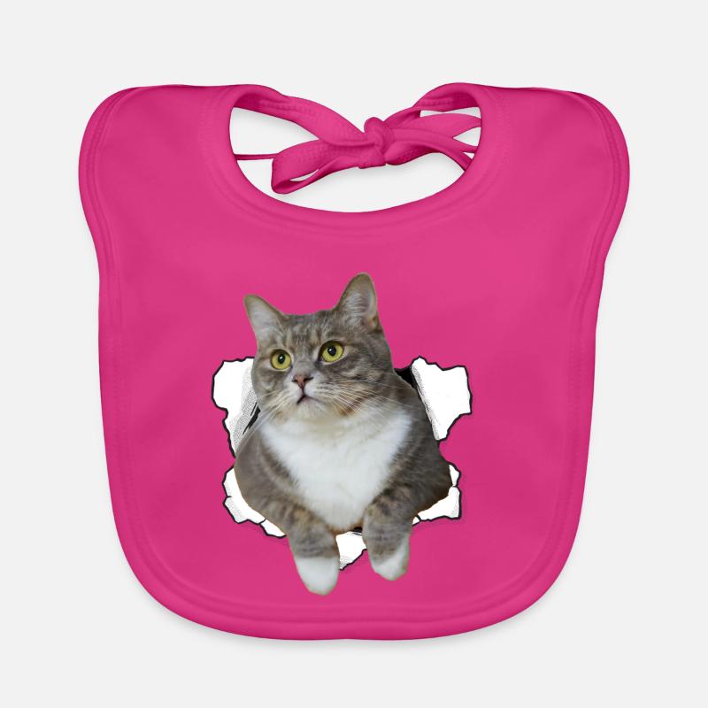 Chat mignon qui sort du trou - Dessin drôle de chat Bavoir bio Bébé