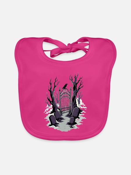 Friedhofstor im Nebel - Baby Bio-Lätzchen - Fuchsia