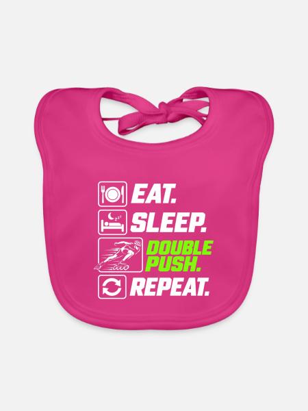 Eat Sleep Double Push Repeat Skate - Baby Bio-Lätzchen - Fuchsia