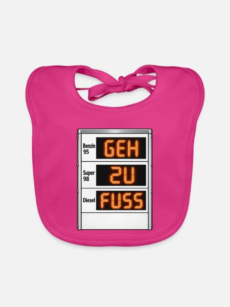 Lustiges Tankstellen Schild - Baby Bio-Lätzchen - Fuchsia - Vorne