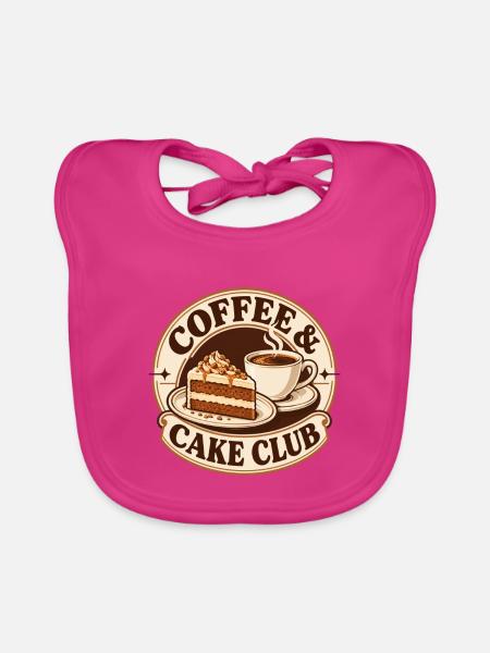 Kaffee und Kuchen Club vintage - Baby Bio-Lätzchen - Fuchsia - Vorne