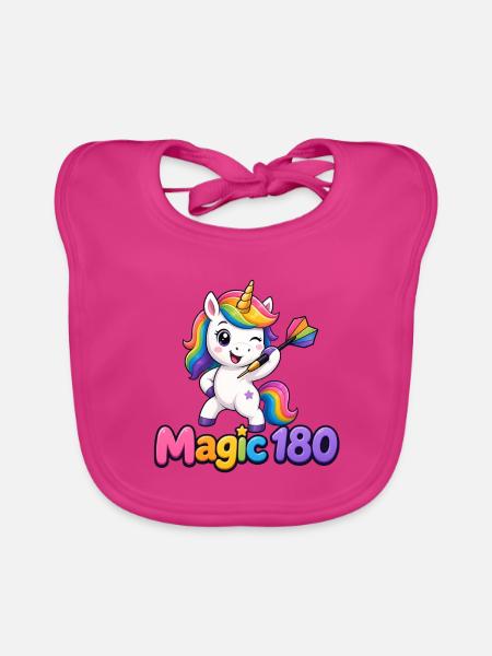 DARTZWERGE - Dart-Einhorn - Baby Bio-Lätzchen - Fuchsia - Vorne