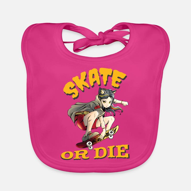 Skate oder stirb Skateboarder Anime Mädchen Baby Bio-Lätzchen