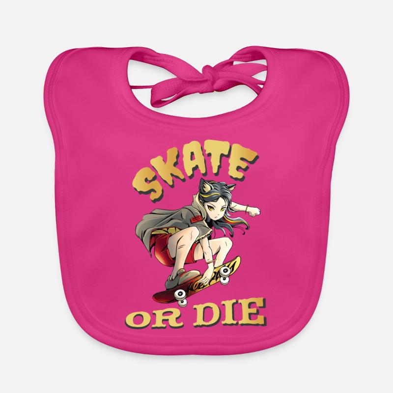 Skate oder stirb Skateboarder Anime Mädchen Baby Bio-Lätzchen