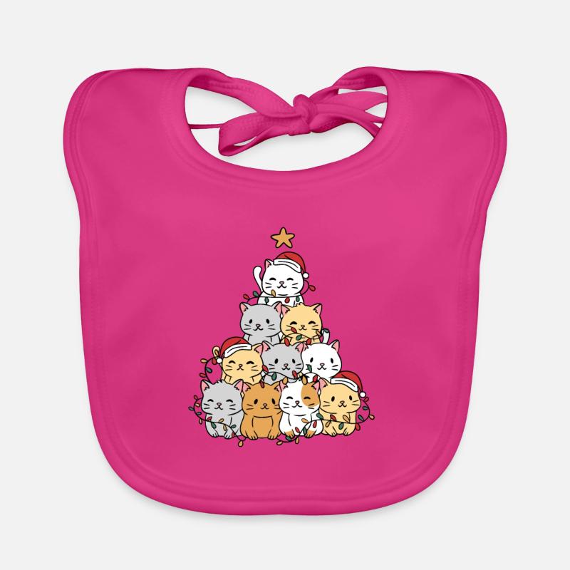 Cats Xmas Tree Organic Baby Bibs
