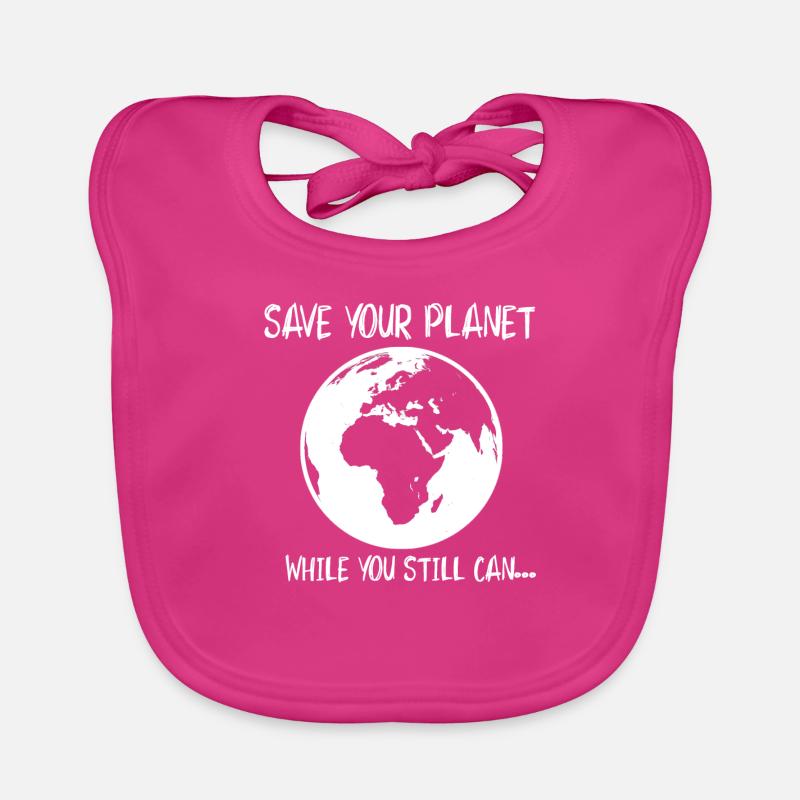 Save your Planet - Bavoir bio Bébé - fuchsia
