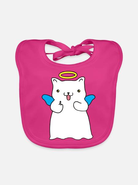 Ange espiègle - Bavoir bio Bébé - fuchsia - Devant