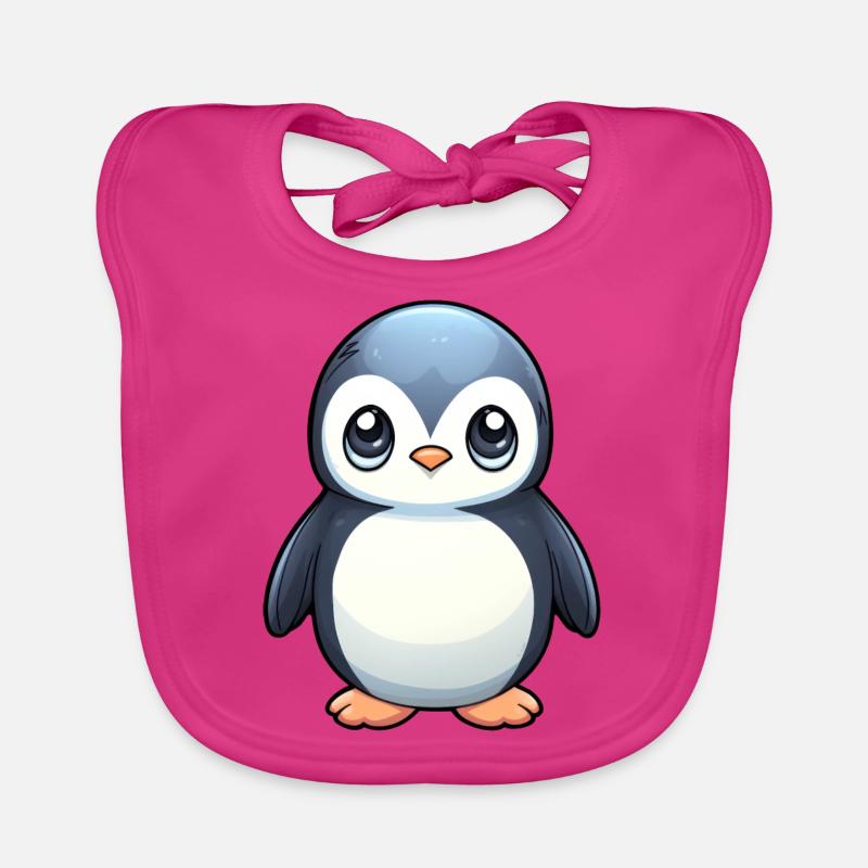 Bébé pingouin - Bavoir bio Bébé - fuchsia