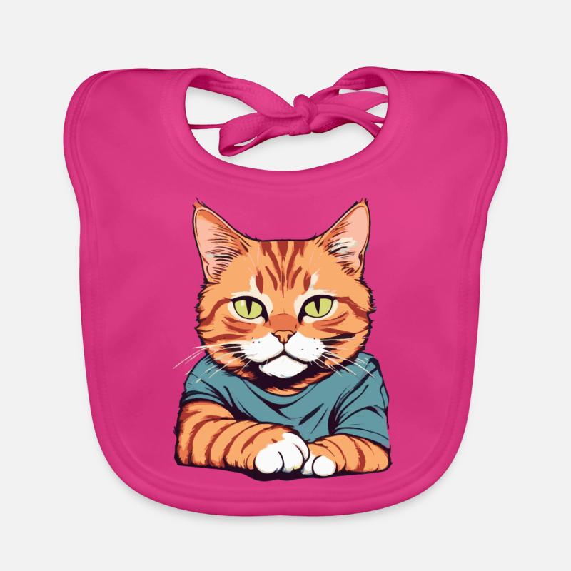Chat Tigre de compagnie - Bavoir bio Bébé - fuchsia