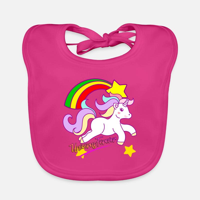 Rainbow Unicorn Forever Organic Baby Bibs