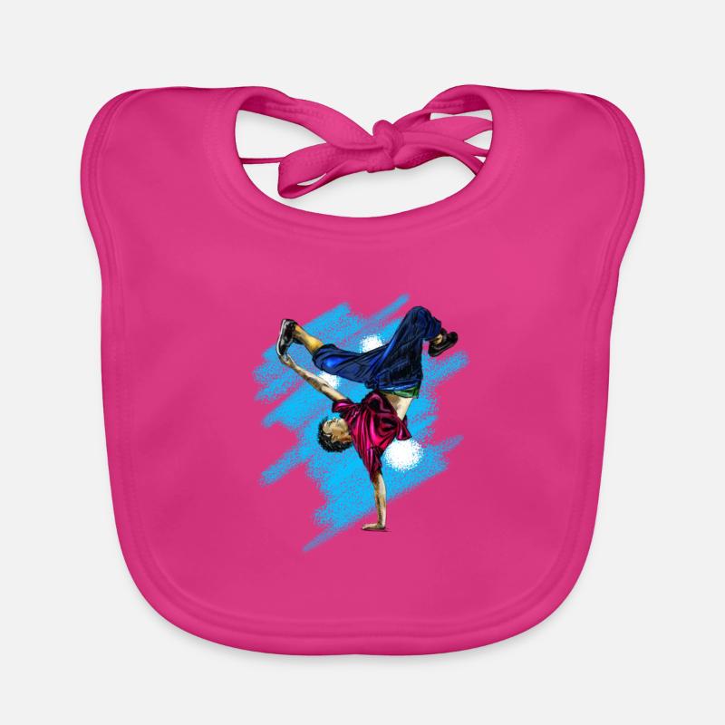 Dynamischer Streetdance Akrobatik-Design - Baby Bio-Lätzchen - Fuchsia