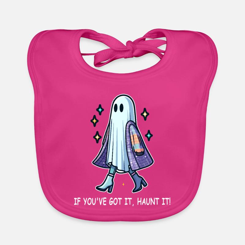 Chic ghost in boots and jacket Organic Baby Bibs