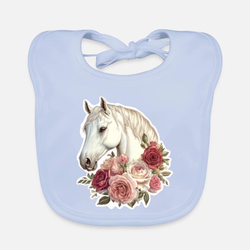 Cheval avec des fleurs Bavoir bio Bébé