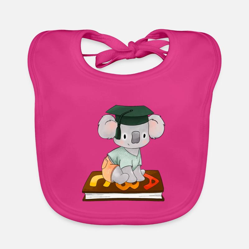 Koala Kolalbär Bücherwurm Lehrer ABC Professor - Baby Bio-Lätzchen - Fuchsia