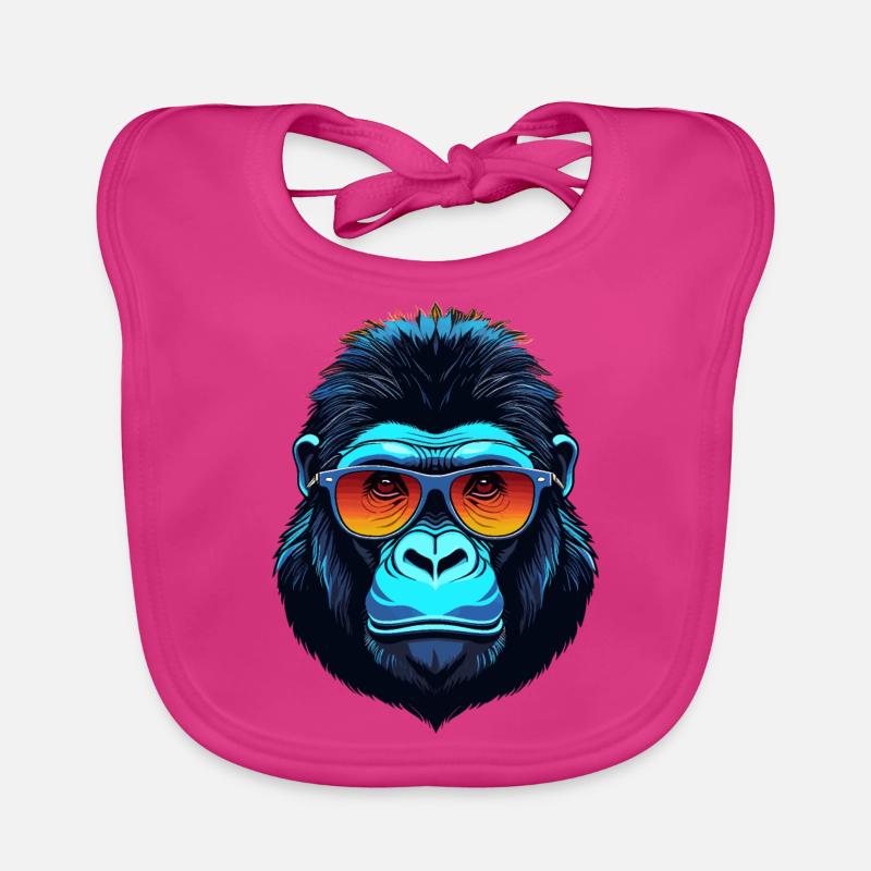 Gorilla-Gesicht - Baby Bio-Lätzchen - Fuchsia