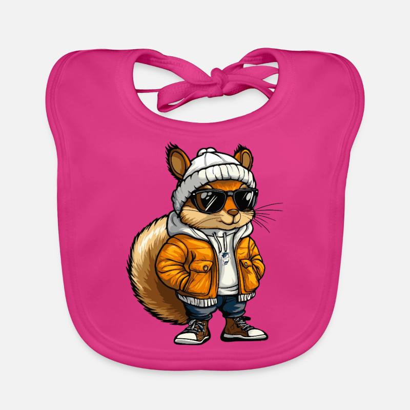 Squirrel Cool Comic Organic Baby Bibs