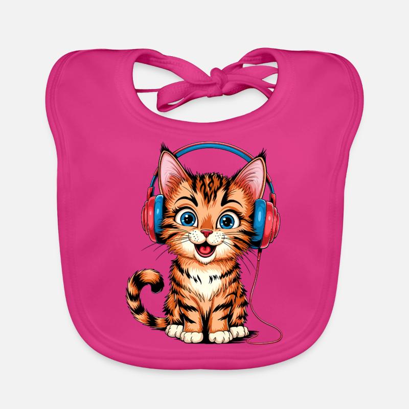 Casque chaton - Bavoir bio Bébé - fuchsia