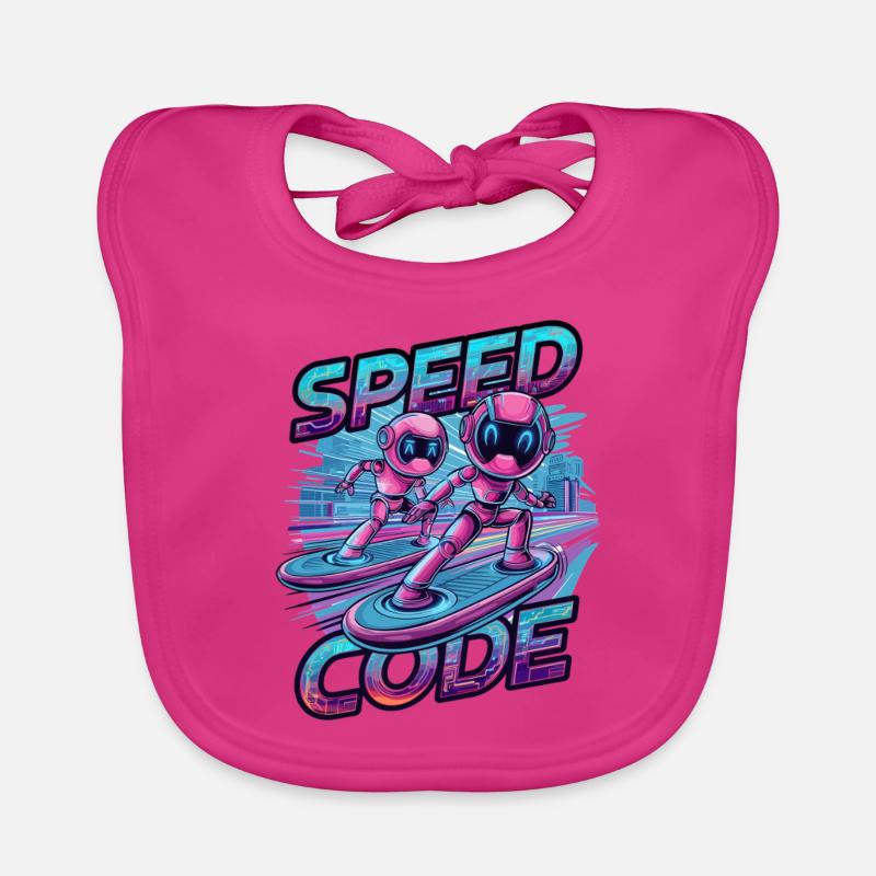 Speed Code Cyberpunk Robot Surfing Tech Art Organic Baby Bibs